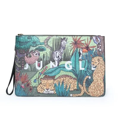 Fashion Plants Print Clutch Bags for Women Personality Leather Contrast Color Street Lady Wrist Bag Couple Casual IPad Bags 2020