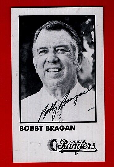 BOBBY BRAGAN-TEXAS RANGERS AUTOGRAPHED TEAM ISSUED Photo Poster painting-(d.2010)