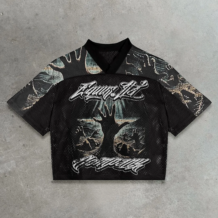 Vintage God's Hand 777 Graphics Blokecore Blokette Cotton Football V-neck T-shirt