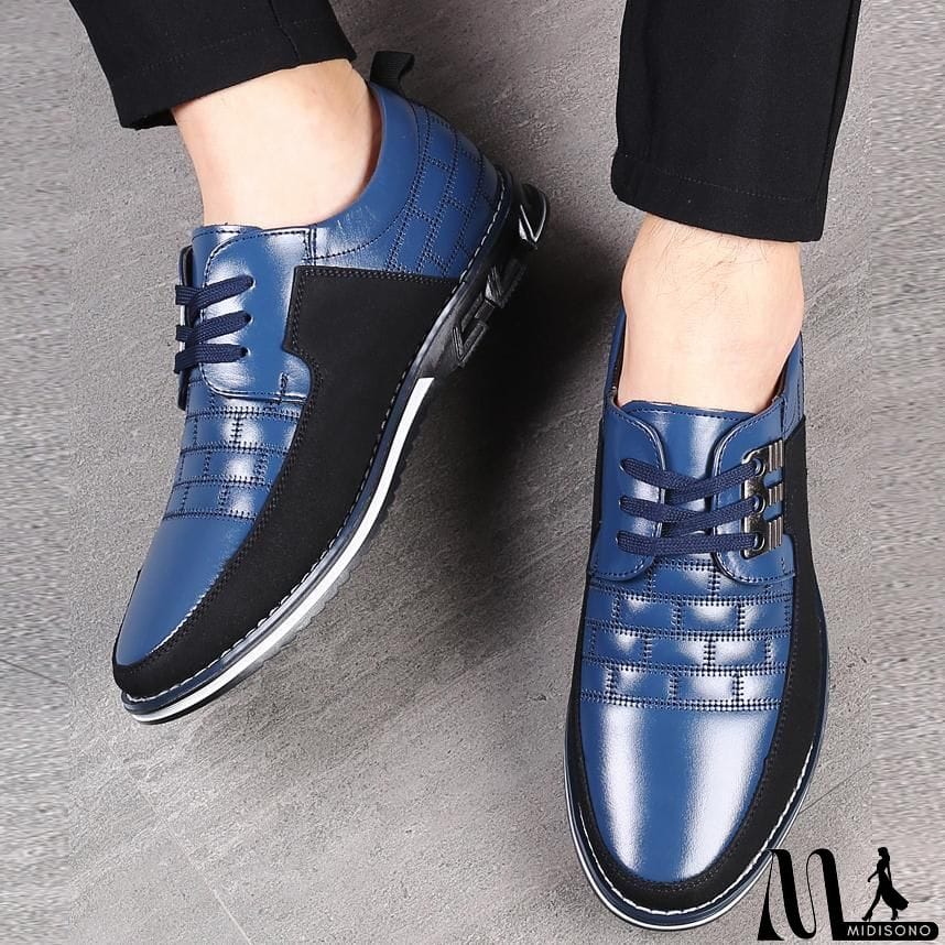 MidiSono - Men's Lace Up Microfiber Leather Shoes