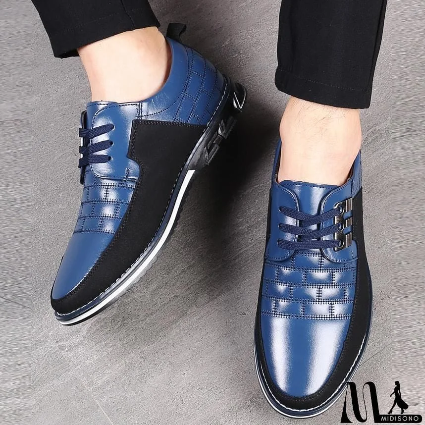 MidiSono - Men's Lace Up Microfiber Leather Shoes