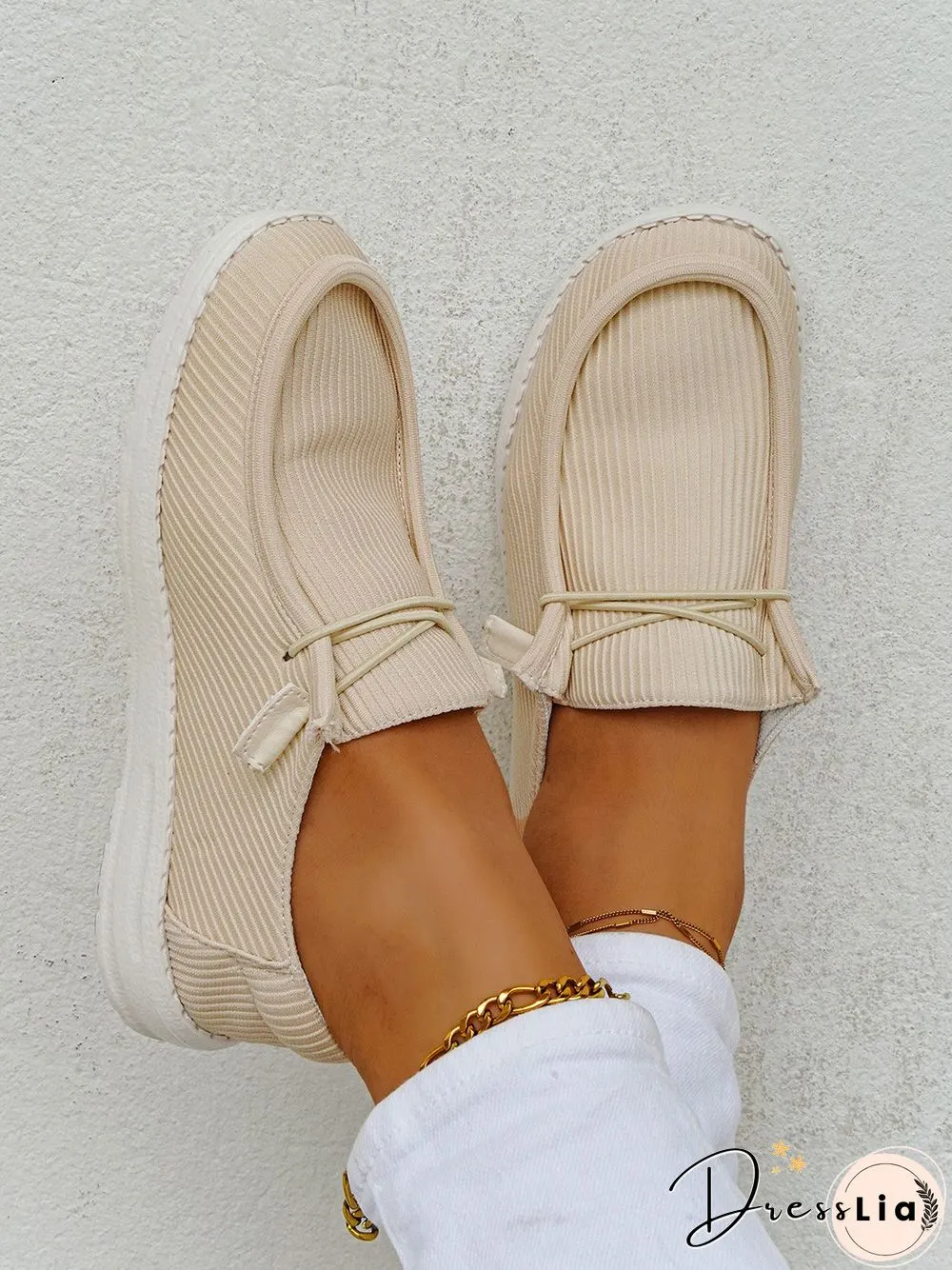 Casual Light Lace Up Flats Canvas Shoes