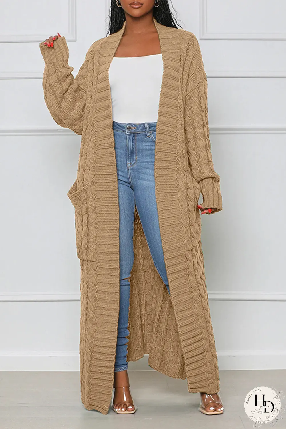 Pink Street Solid Patchwork Cardigan Collar Outerwear