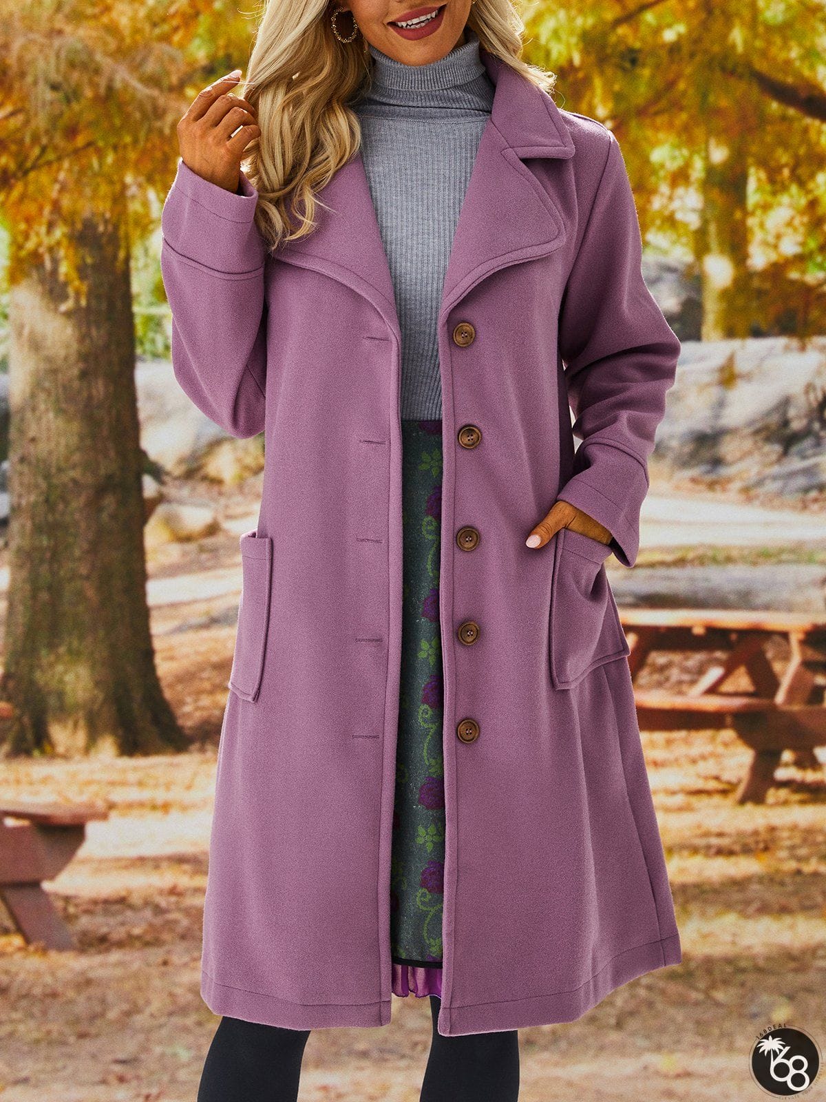 Solid Long Sleeve Cotton-Blend Overcoat | 168DEAL