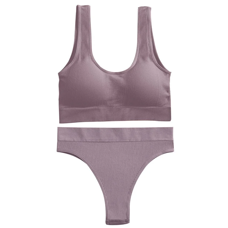 FINETOO Seamless Women Underwear Set Tops Set Panties Women Wireless Lingerie Suit Padded Bras S-XL Backless Bralette Lingeries