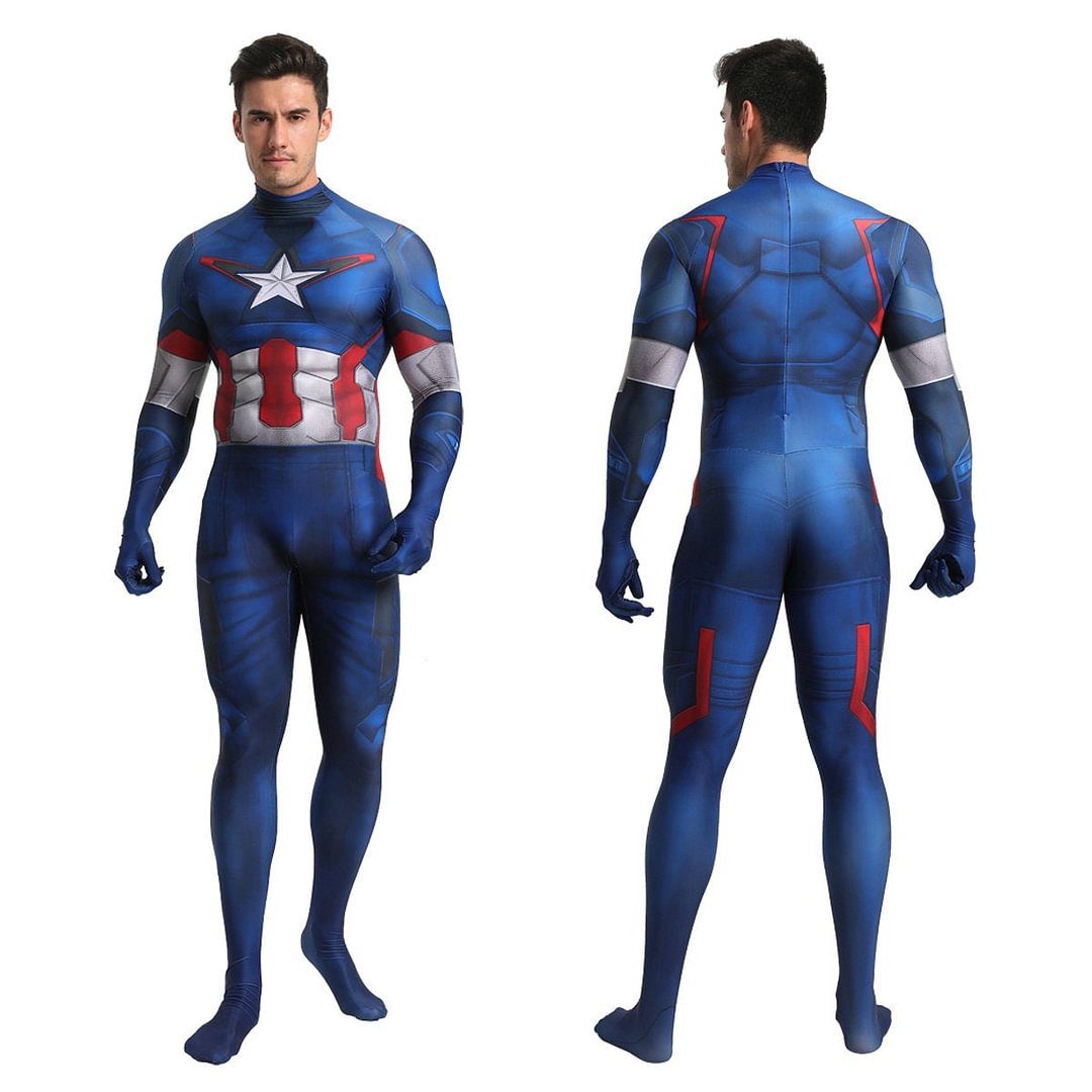 Captain America Outfits Halloween Cosplay Costume Bodysuit-Pajamasbuy