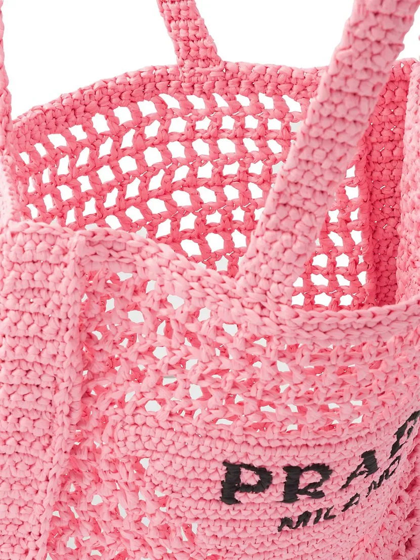 Prada Raffia Tote Bag pink