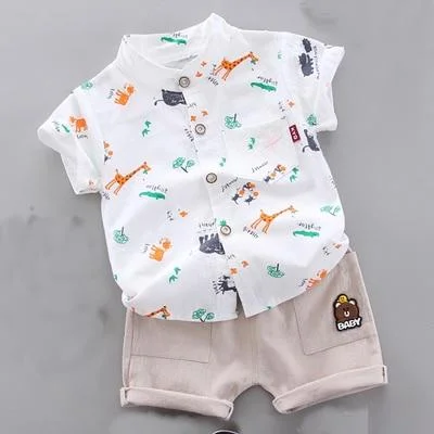 Baby Boy Clothing for Summer Infant Children Summer Soft Shirt + Shorts Child Costume 1 2 3 4 Years Kids Clothes Animal print