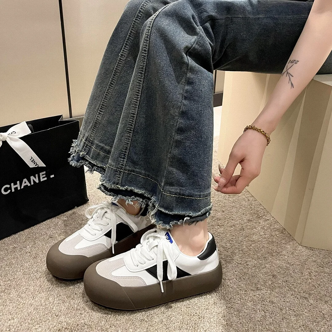 Lourdasprec Women summer shoes 2023 new casual Joker increased thick-soled light students moral training shoes retro explosion shoes.