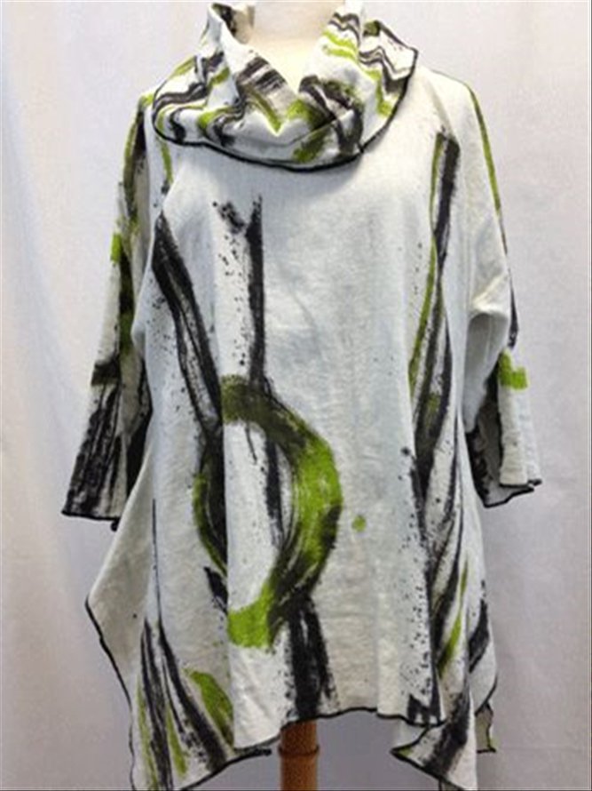 Autumn Casual Printed Turtleneck Cotton Long Top