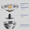 Stainless steel sink strainer, kitchen sink spring-loaded core, vegetable wash basin drain plug, sewer anti-clogging groove