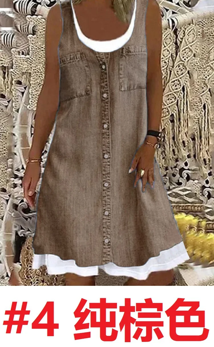 Nigikala Nigikala Women's 2025 Summer New Fashion Imitation Denim Vest Casual Print Sleeveless Top