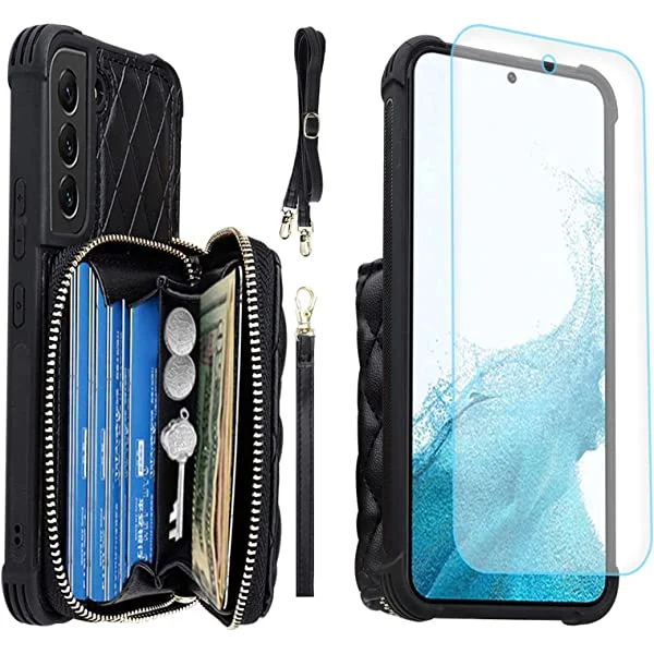 MONASAY Zipper Wallet Case for Samsung Galaxy S22+ Plus 5G