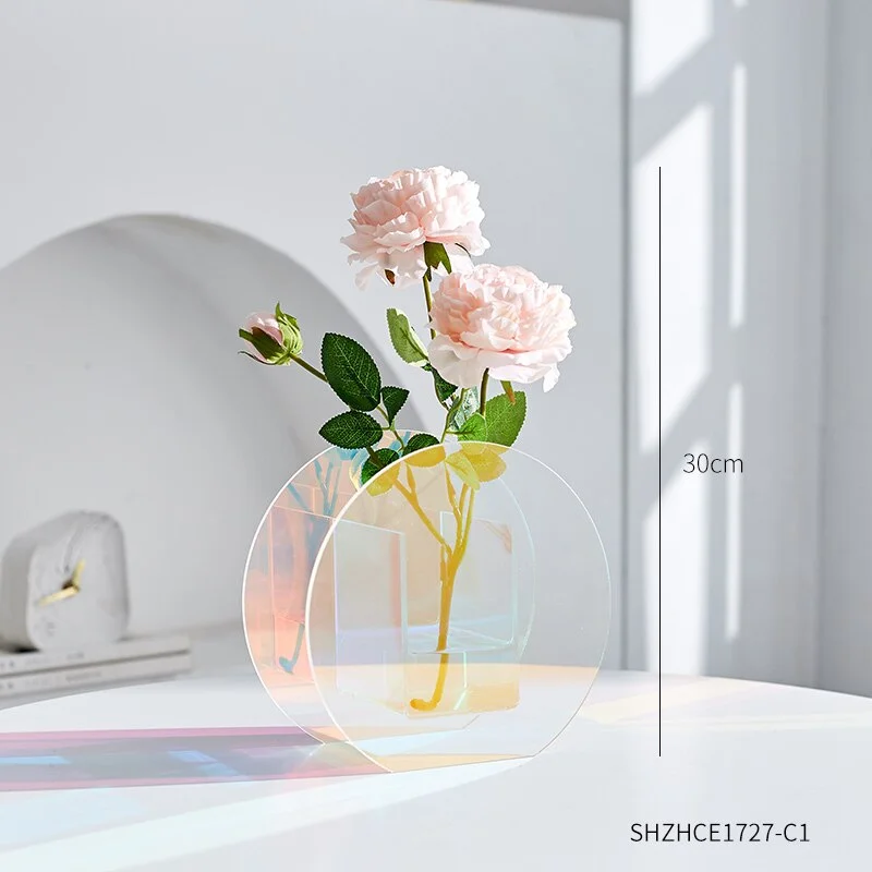 Creative Transparent Acrylic Vase Decoration Household Modern Home Decor Table Decoration Living Room Minimalist Decor Crafts