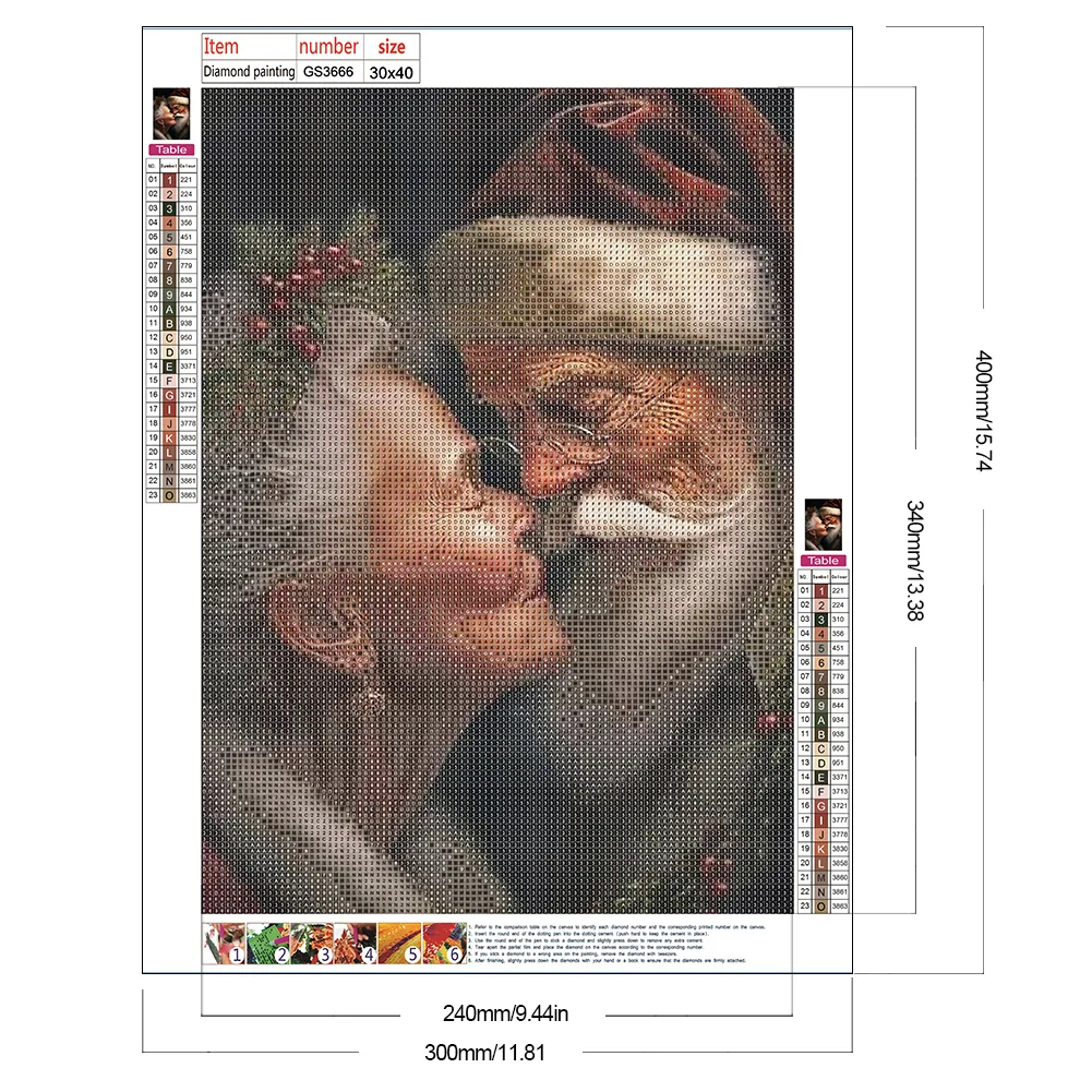 Diamond Painting - Full Square Drill - Xmas Old Couple(Canvas|30*40cm)