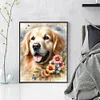 Golden Retriever And Flowers-11CT Stamped Cross Stitch 40*50cm/15.75*19.69in