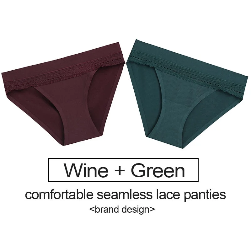 2PCS/Set Lace Panties Women's Underwear Female Lingerie Seamless Panties Underpants Sexy Briefs Intimates Woman Girls Pantys