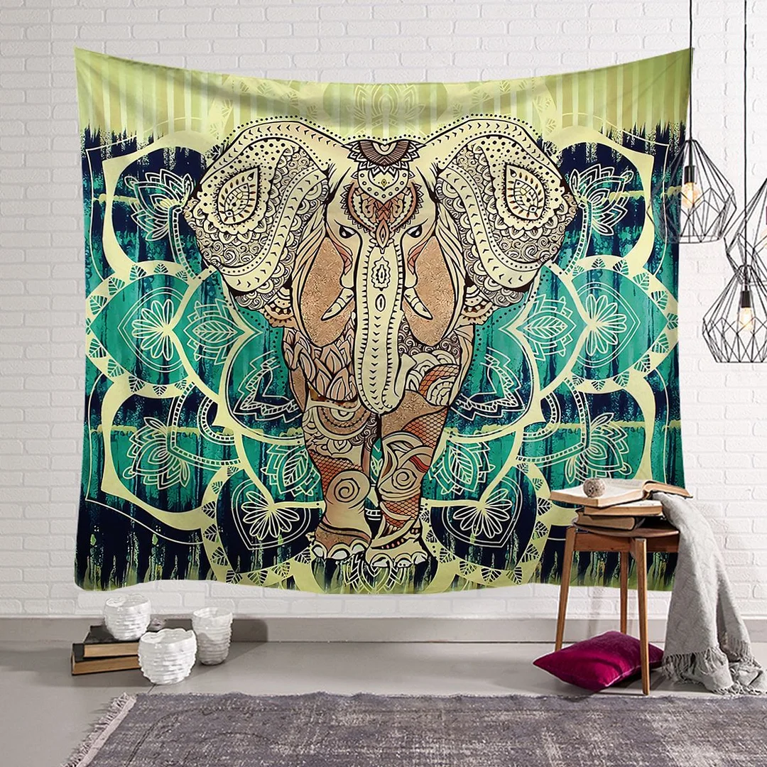 Bohemian Mandala Elephant Tapestry Wall Hanging Sandy Beach Picnic Throw Rug Blanket Camping Tent Travel Sleeping Pad Bedspread