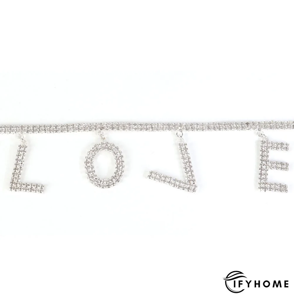 Fashion Temperament Simple Letter Love Rhinestone Pendant Necklace Jewelry | IFYHOME