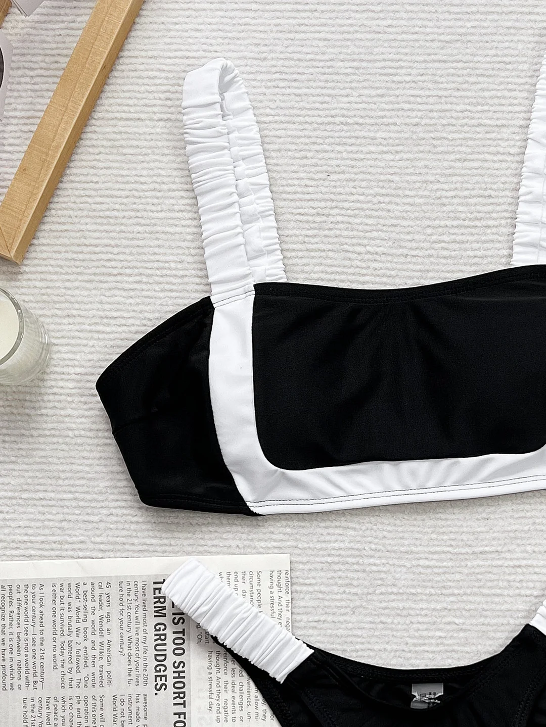 Toloer Toloer Bikini Bikini Black And White Contrast Color Sexy Wipe Breast Split Swimsuit D801K-Outfit Ideas