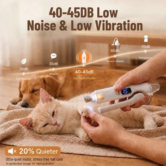MAXLAPTER 2-in-1 Dog Nail Clippers with LED Light, Rechargeable Pet Nail Grinder for Small Dogs & Cats, 4-Speed Quiet Painless Claw Trimmer