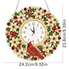 Acrylic Special Shape Xmas Wreath Bird Diamond Pearl Painting Clock Handicraft Hanging Kit