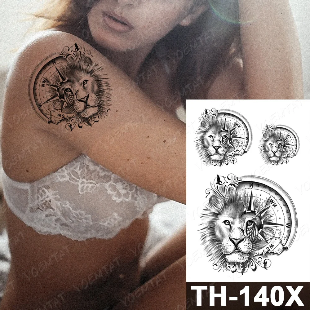 Forest Shadow Wolf Temporary Tattoo Sticker For Men Women Owl Lion Waterproof Fake Henna Tiger Animal Body Art Tatoo Decal