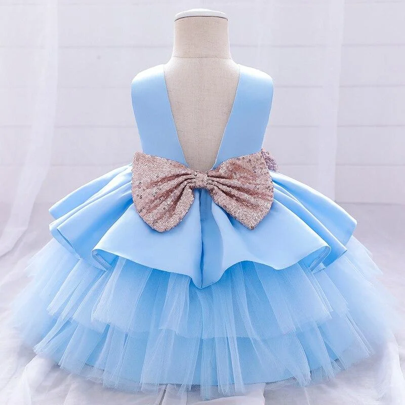 2021 Summer Newborn Tutu Dress 1st Birthday Dress For Baby Girl Clothes Big Bow Princess Baptism Dresses Ceremony Party Dress