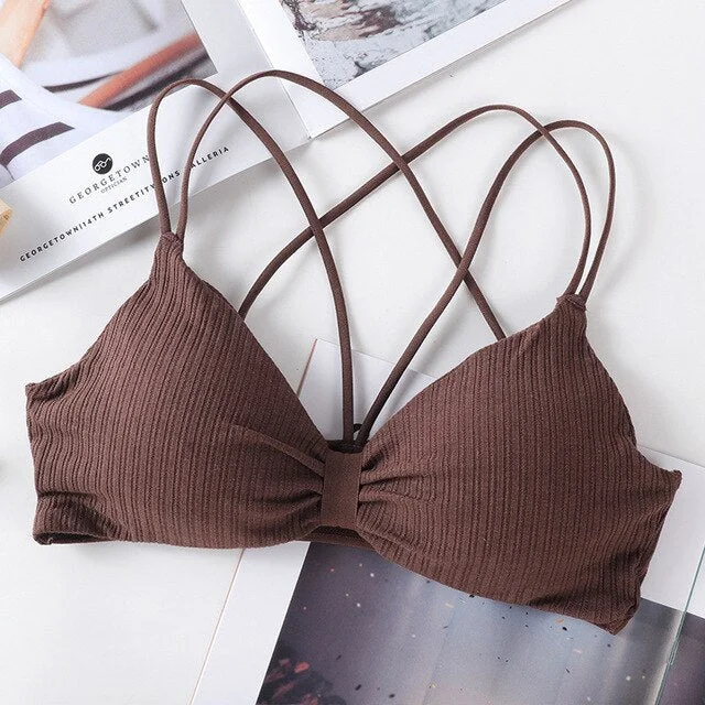 Sexy elastic rally bra push chest bra summer anti-glare Korean version wild steel tube bra sexy no steel ring bra