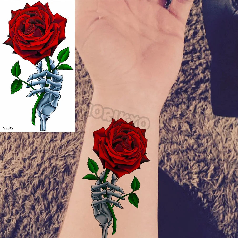Black Spartan Small Temporary Tattoos For Women Girls Realistic Sun Flower Cosmic Sword Fake Tattoo Sticker DIY Arm Leg Tatoos