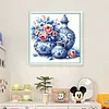 Blue And White Porcelain And Flowers-11CT Stamped Cross Stitch 40*40cm/15.75*15.75in