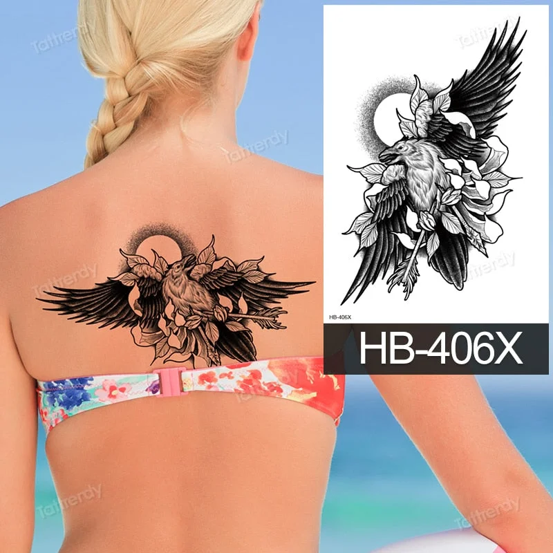 Waterproof Temporary Tattoo Sticker Butterfly Flower Wing Fake Tatto Big Tatoo Tatouage Temporaire Back Chest For Women Girl