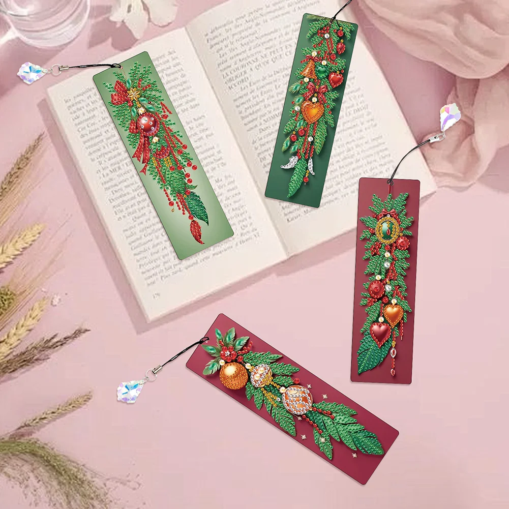 Christmas Tree A5 Size Diamond Painting Notebook Set with 4Pcs Bookmark Gift