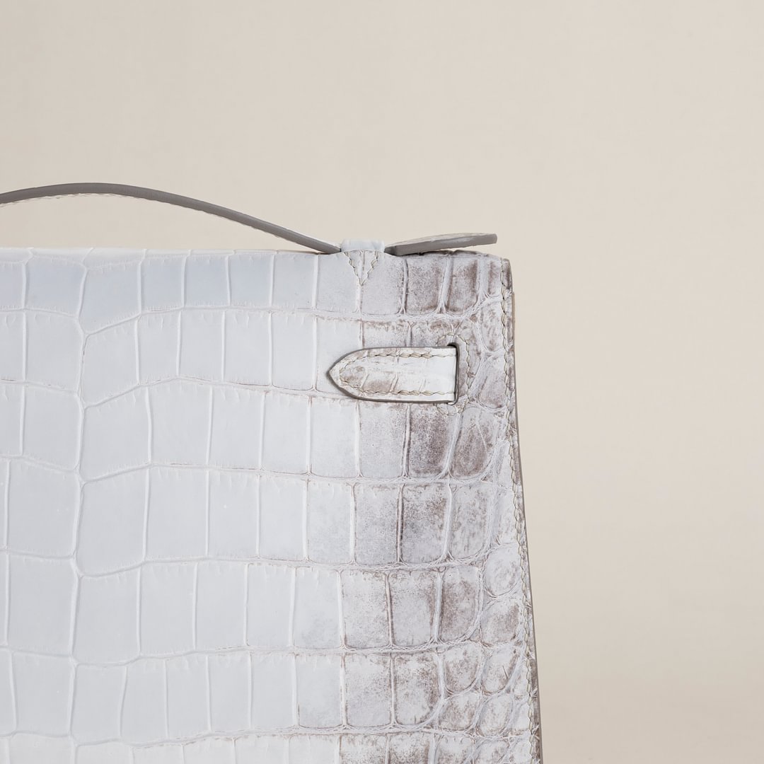 Kelly pochette Matte Niloticus Crocodile 01 Himalayan PHW
