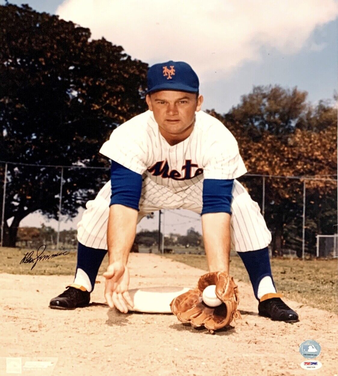 Don Zimmer Signed New York Mets Baseball 16x20 Photo Poster painting PSA Y95709