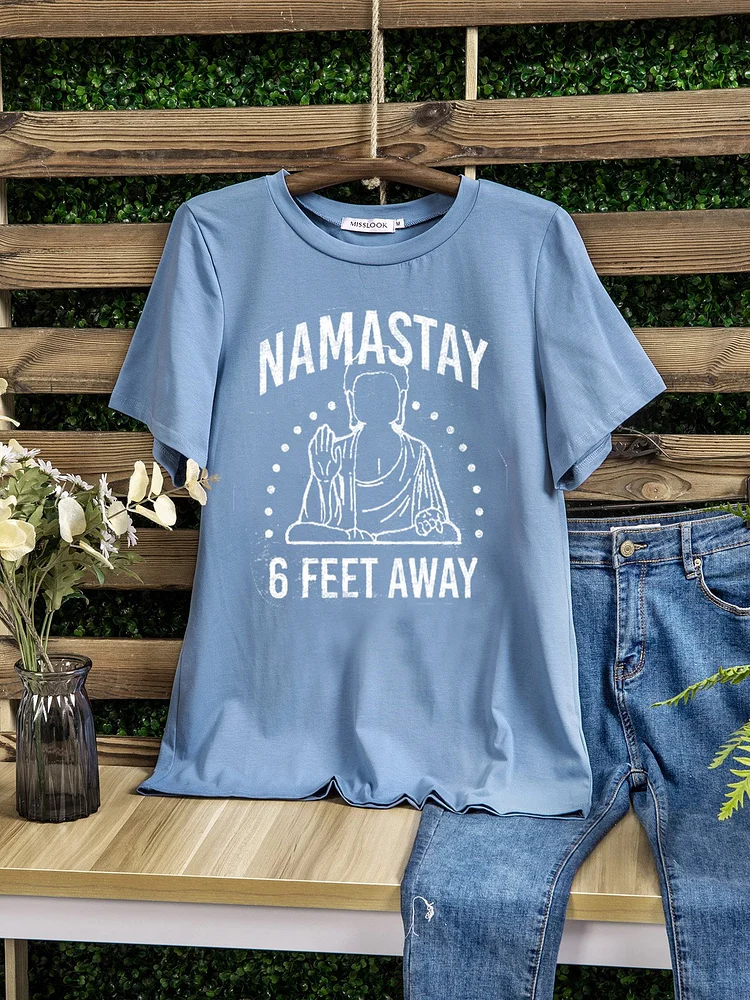 Bestdealfriday Namastay 6 Feet Away Funny Unisex Super Soft Teal Triblend Tee 9582604