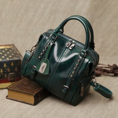 New Vintage Genuine Leather Oil Wax Luxury Handbags Women Bags Designer Modis Shoulder Messenger Bag Famous Brand Neutral Female