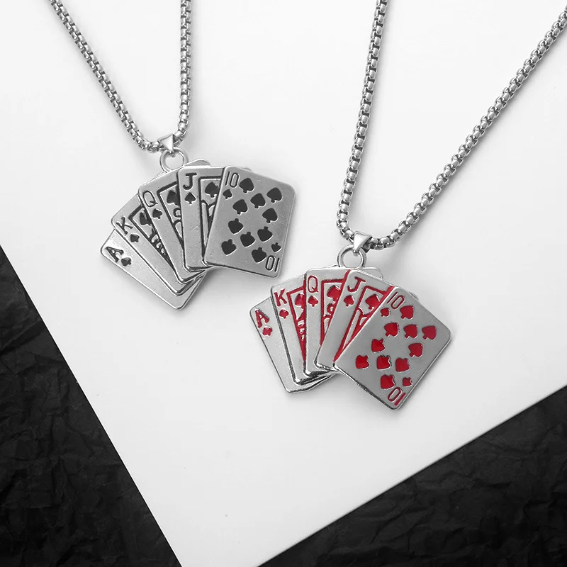 Street hip-hop punk style necklace playing card pendant long sweater chain Techwear Shop