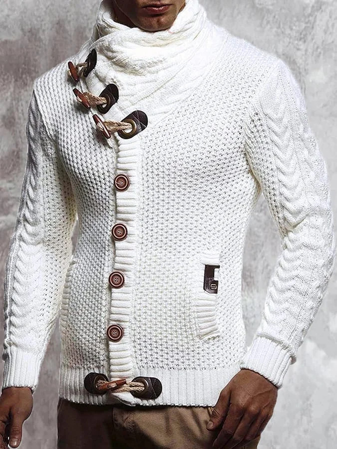 Men's Casual Knitted Horn Button Sweater