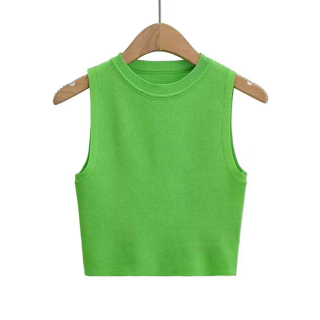 Nigikala Nigikala Summer New Top Sleeveless Short Knitted Vest Female C83614