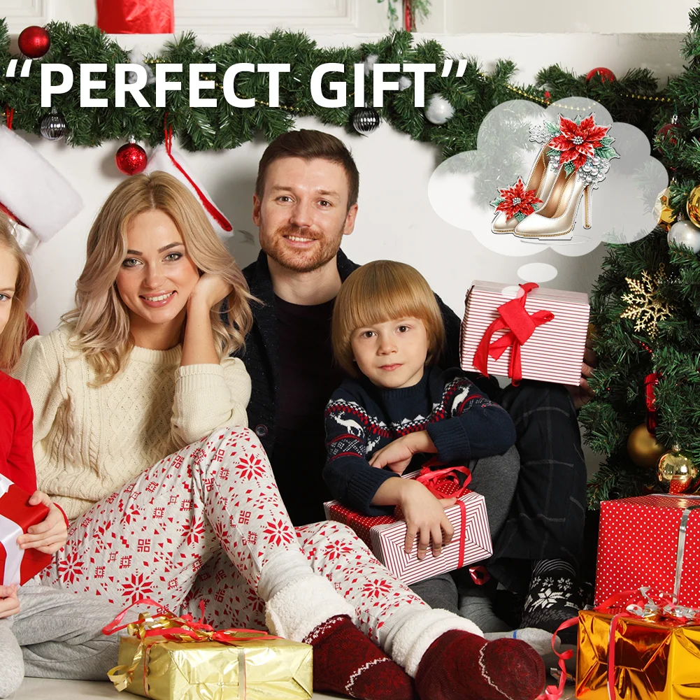 2D Flat Xmas High Heels DIY Acrylic Desktop Diamond Art Kits for Adults Beginner