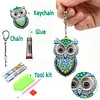 1 porte-cl&eacute;s DIY 3D en diamant de hibou bleu avec boucle en forme de homard, porte-cl&eacute;s double face en diamant avec cha&icirc;ne de printemps, mosa&iuml;que de diamants en cristal de strass et cadeau unique fait main