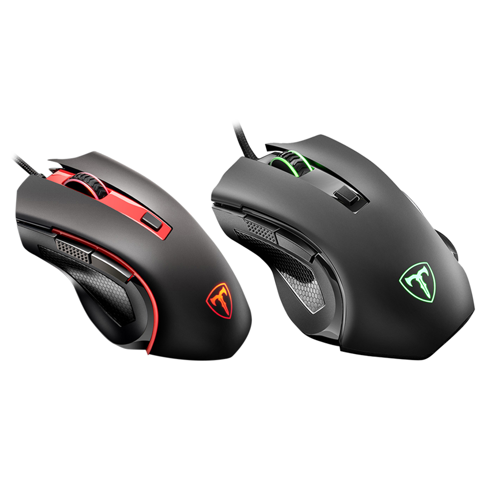 

ET T19 Wired 2400 DPI Gaming Mouse 6 Color Breathing Lights Ergonomic Mice, Black, 501 Original