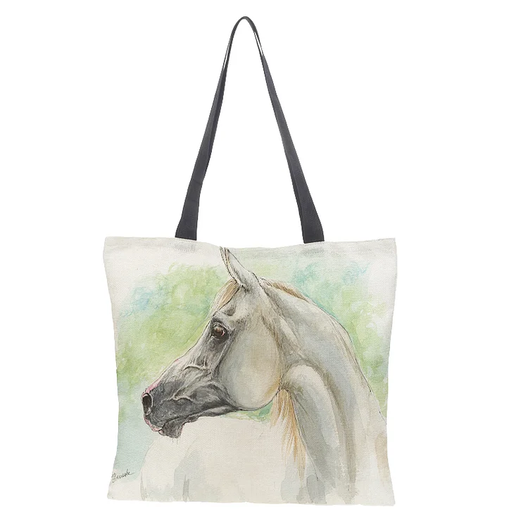 Linen Eco-friendly Tote Bag - Horse