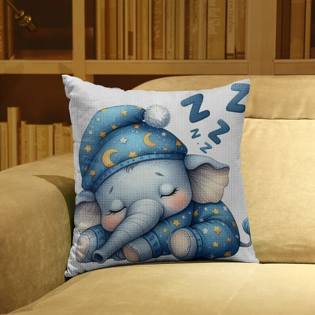 11CT Stamped Cross Stitch Pillowcase - Sleeping Elephant(Canvas|45*45CM)