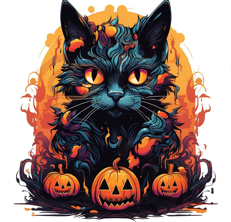 Halloween Pumpkin Cat 30*30CM (Canvas) Full Round Drill Diamond Painting gbfke