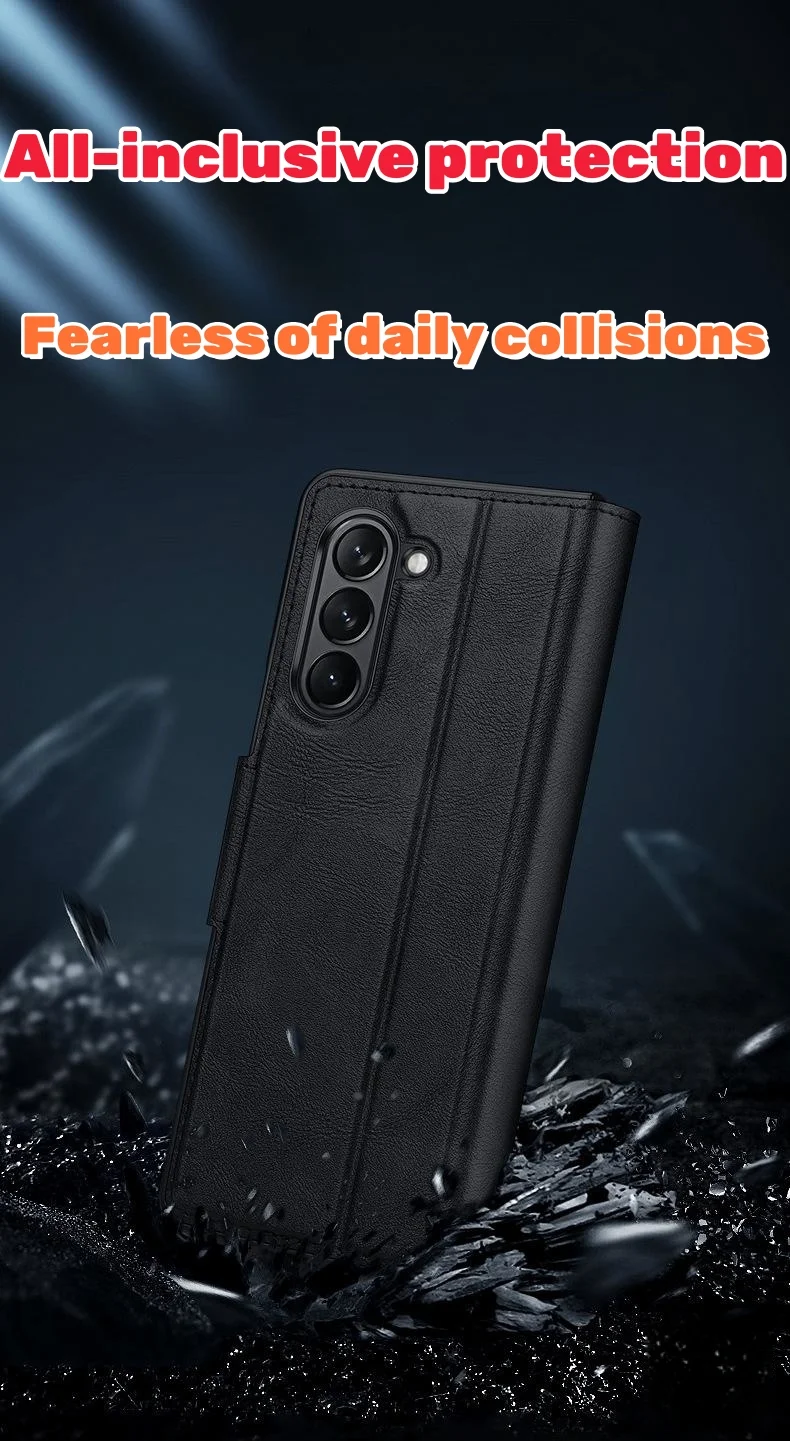 Suitable for Samsung Fold series magnetic buckle bracket folding leather case all-inclusive mobile phone case