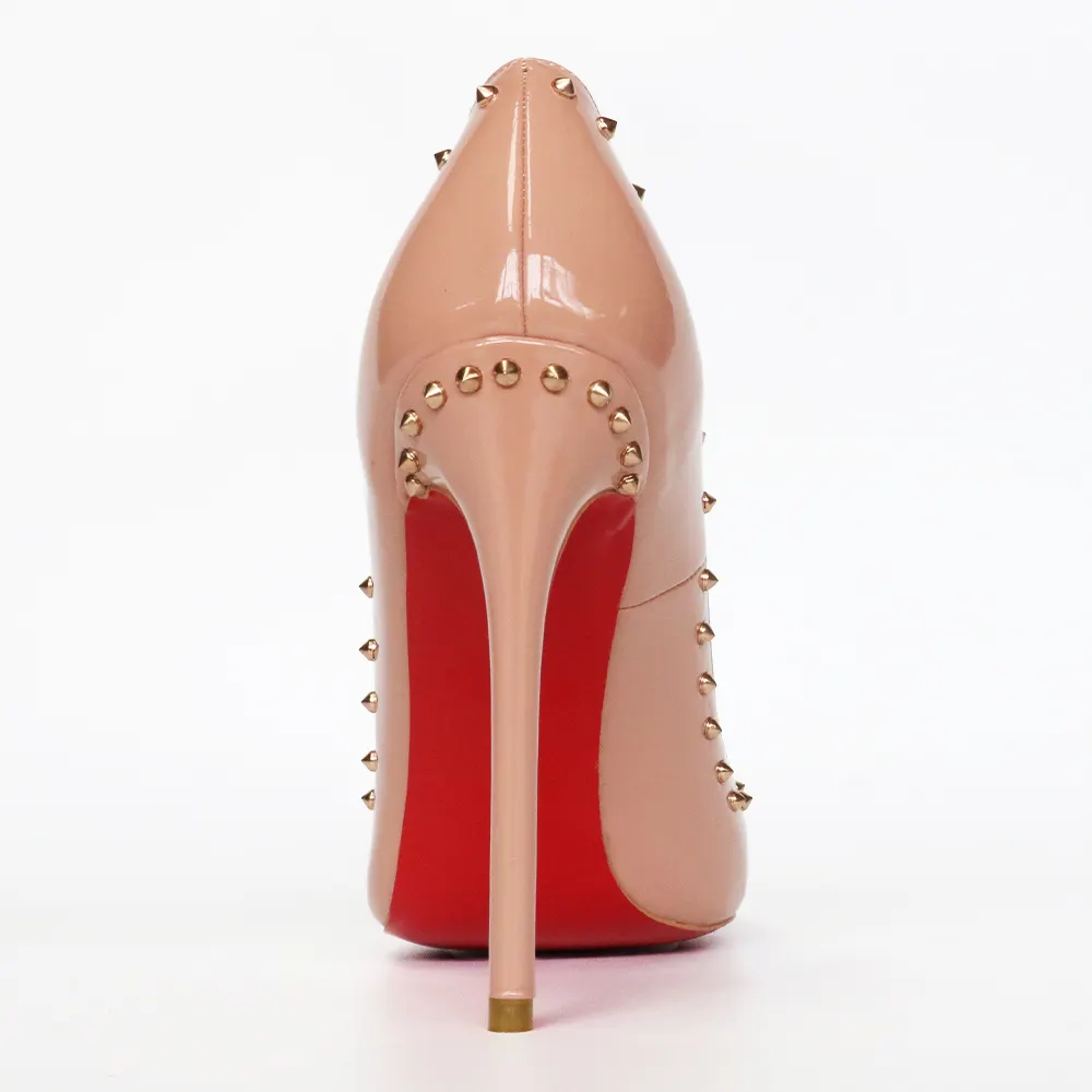 100mm Women's High Heels Red Soles Pumps Party Stilettos With Rivets-vocosishoes