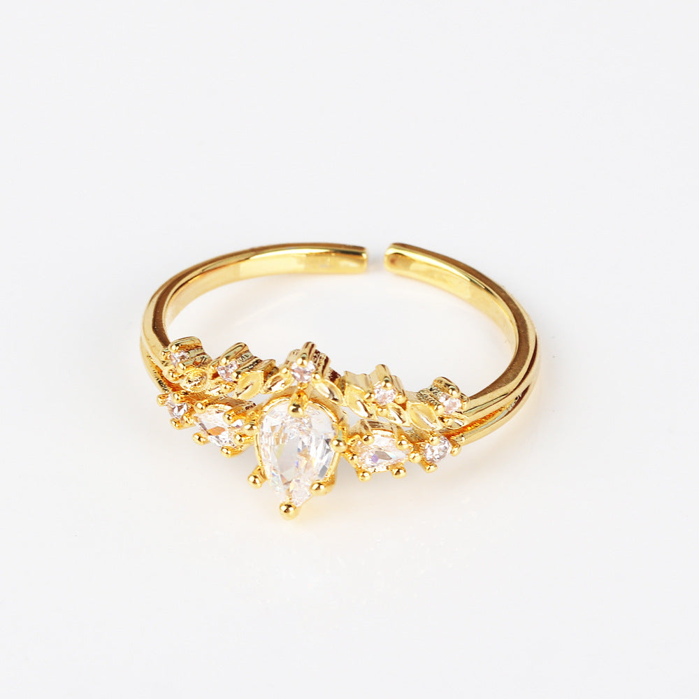 IG Style Women Crown Heart Circle Copper Electroplating Rings