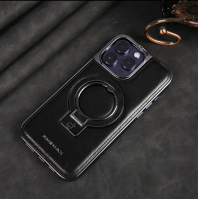 Leather Invisible Stand Phone Case For iPhone
